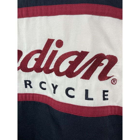 Indian Motorcycles All Embroidered Wit Patch Mechanic XL Cream Button Down Shirt - Picture 15 of 16